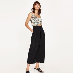 NWT Zara black culottes w/ bow waist, size 4